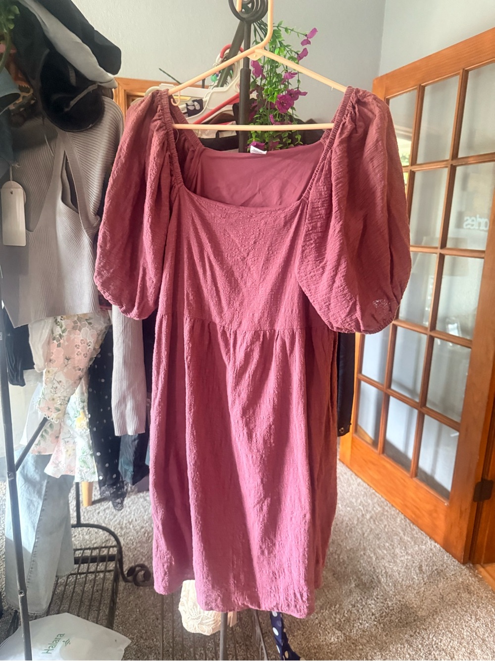 Melrose and Market Mauve Puff-Sleeve Midi Dress